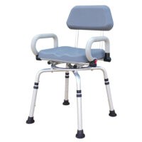 silla de ducha giratoria de color azul celeste