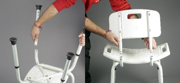 Asiento y respaldo de plástico para ducha