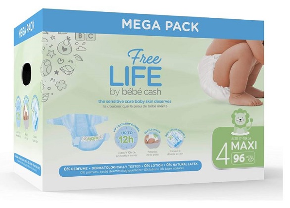 Pañal Infantil FREELIFE bébécash T4 MAXI