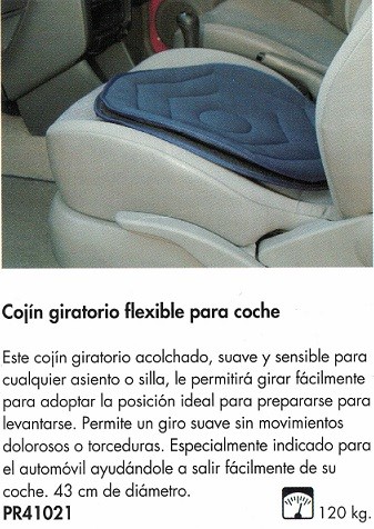 Cojín Giratorio Flexible Para Coche. Permite un giro suave sin movimientos dolorosos.