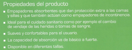 Propiedades del producto Empapadores Desechables