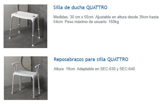 Silla de Ducha con Reposabrazos SecuCare Quattro Silla de Ducha con Reposabrazos SecuCare Quattro